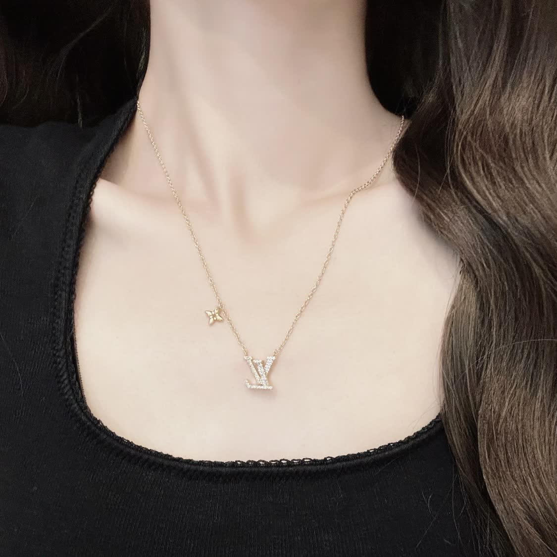 Louis Vuitton Gold & Silver Letter Necklaces Set
